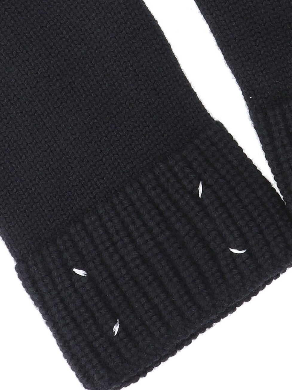 Black Knit Gloves With Ribbed Cuffs And Logo Embroidery