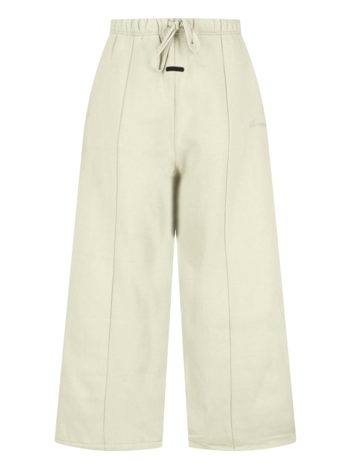 Beige Wide-Leg Cropped Seam Trousers