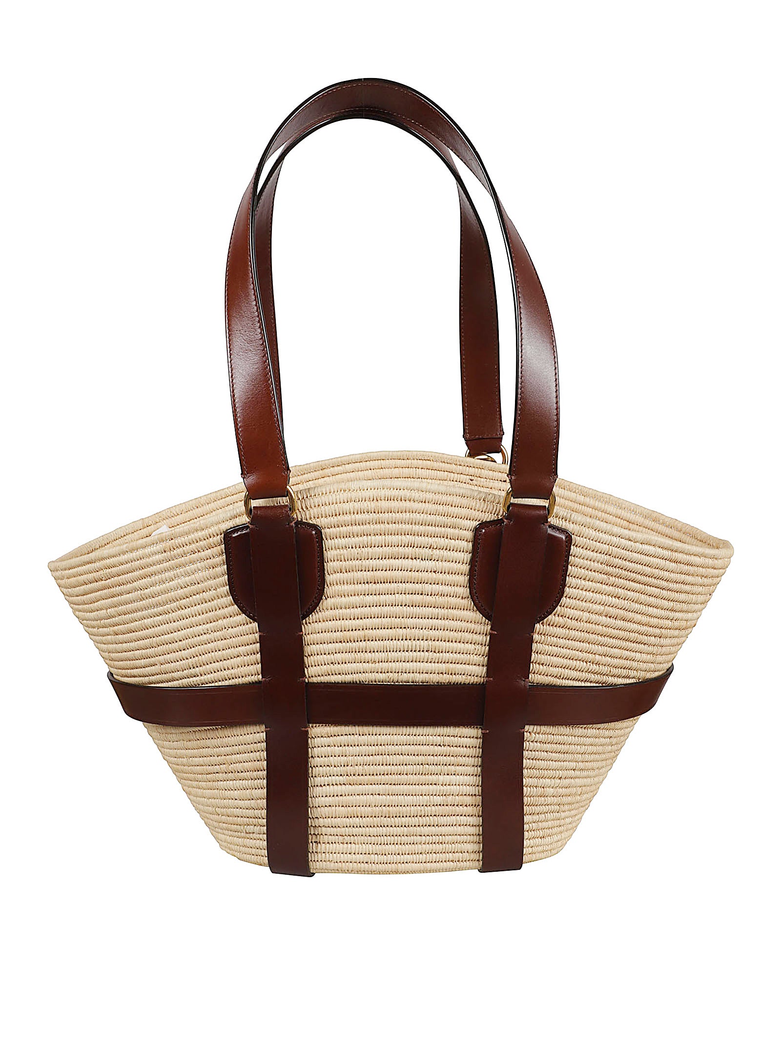 Structured Tote Bag With Contrast Leather Straps