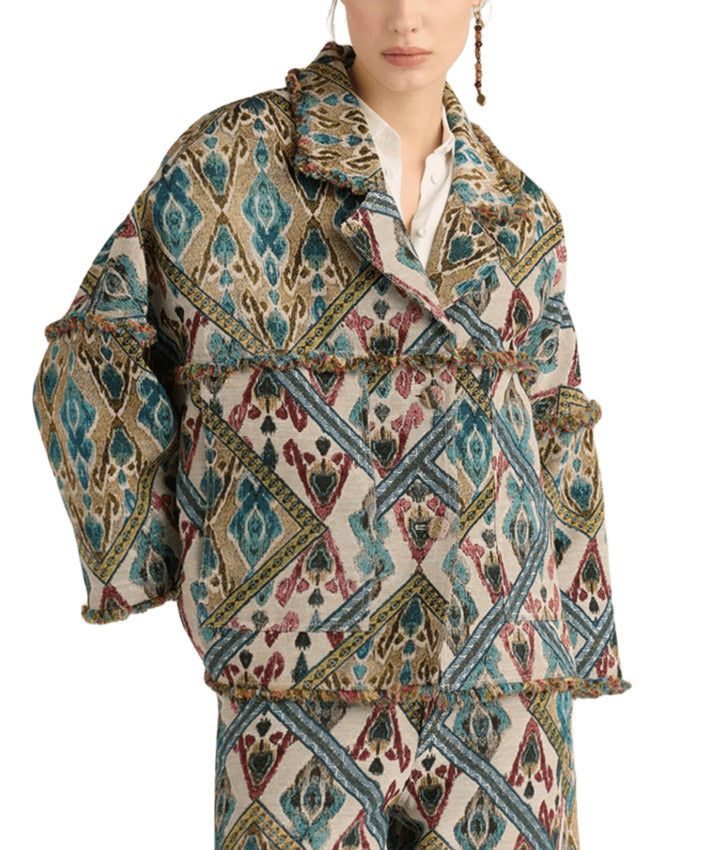 Multicolour Jacquard Coat