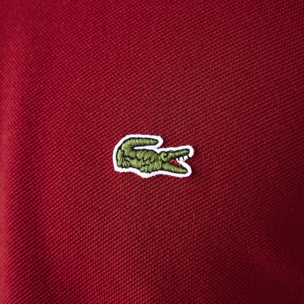 Bordeaux Long Sleeve Polo with Mother-of-Pearl Buttons