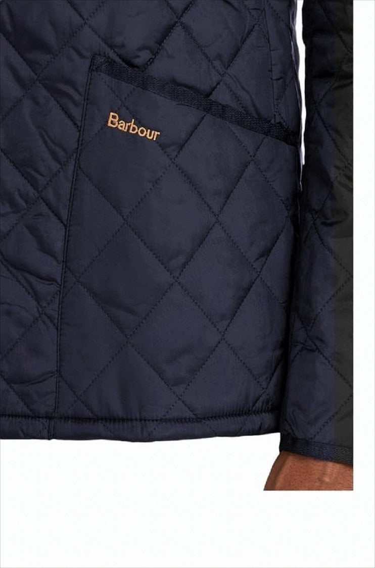 Quilted Blue Jacket with Corduroy Collar