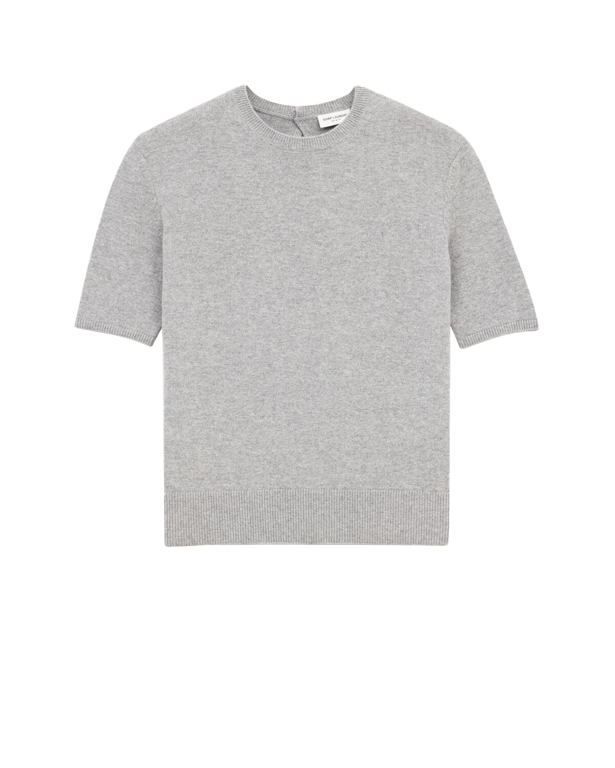Short-Sleeved Wool Sweater with Classic Crew Neckline