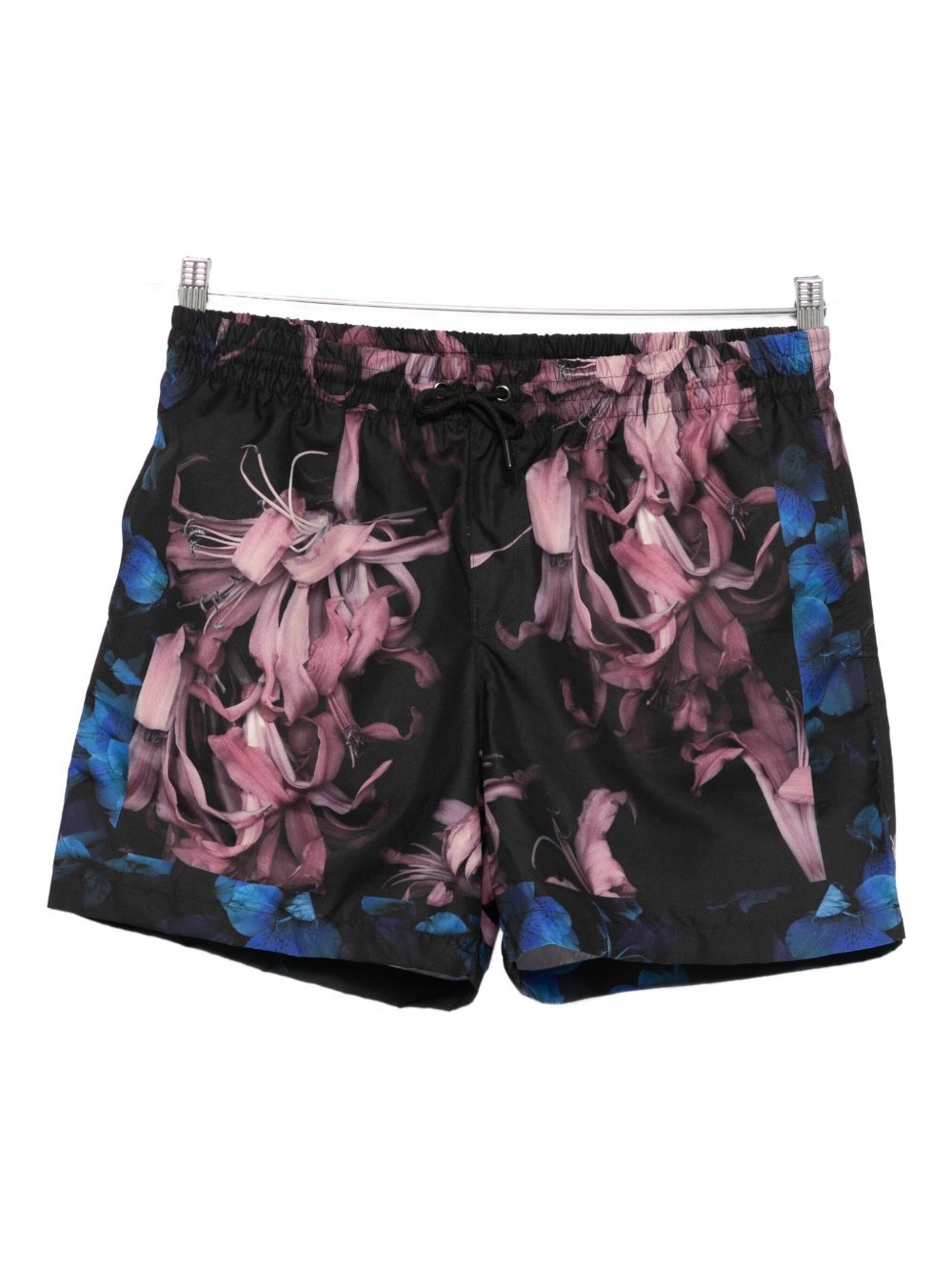Floral Print Black Shorts