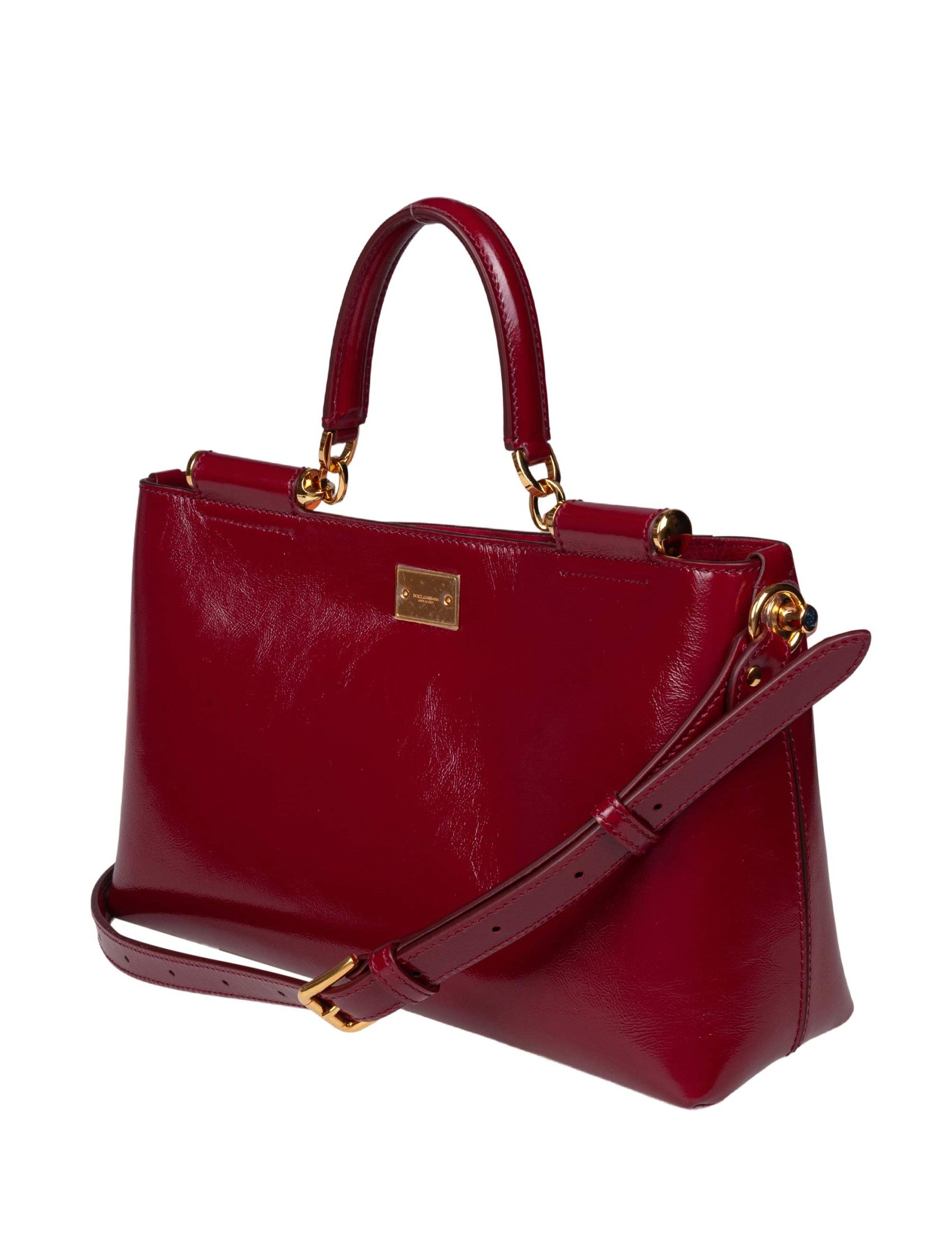 Vittoria Calfskin Handbag, Dark Red