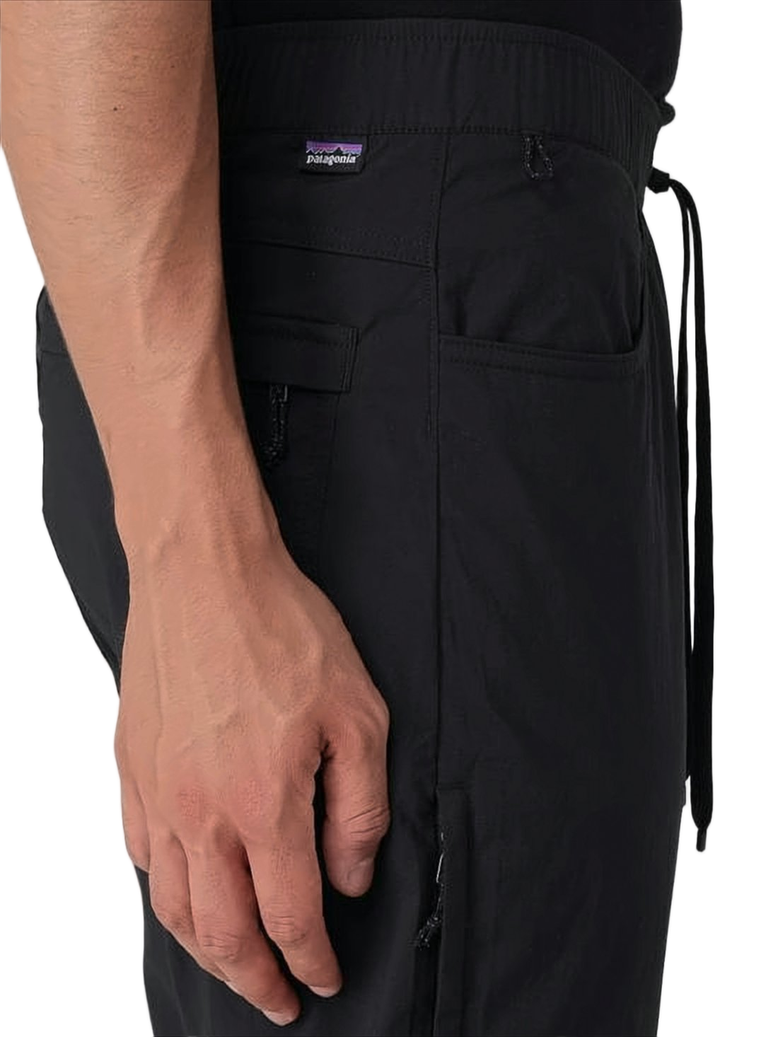 Relaxed-Fit Black Straight Pants with Drawstring Waist