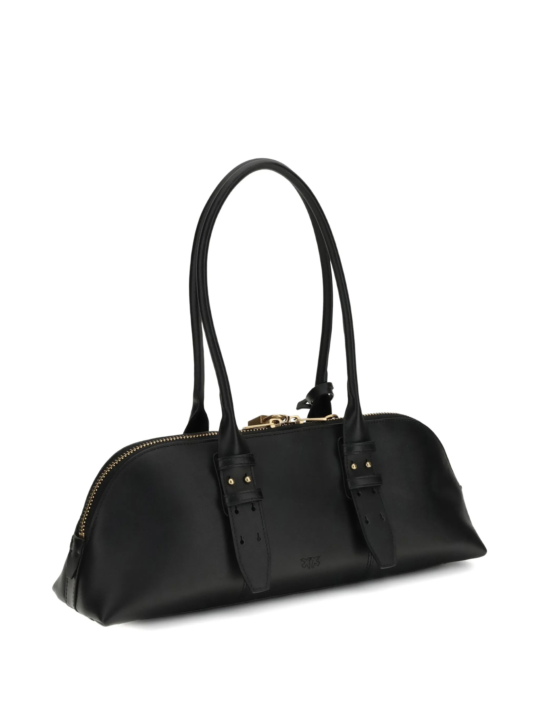 Black Bowling Bag Horizontal Big Handbag