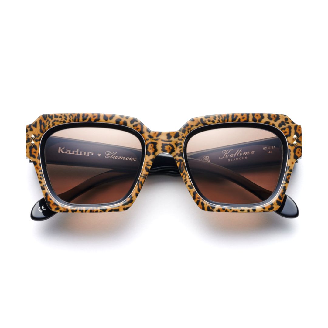 Kallima Glamour Bold Leopard Print Square Sunglasses
