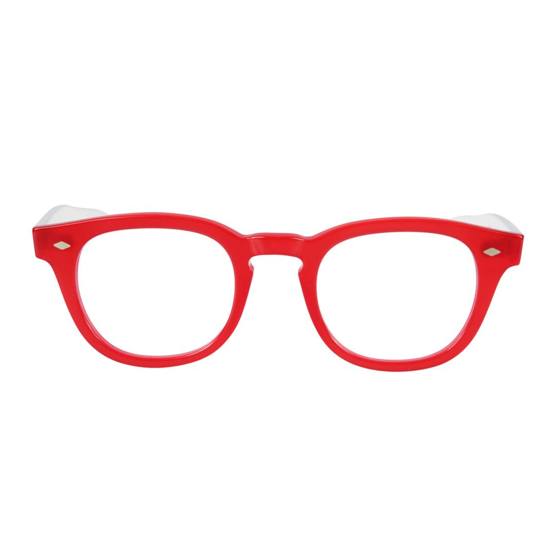 Woody Cal 49 Bold Rounded Red Frame Eyeglasses
