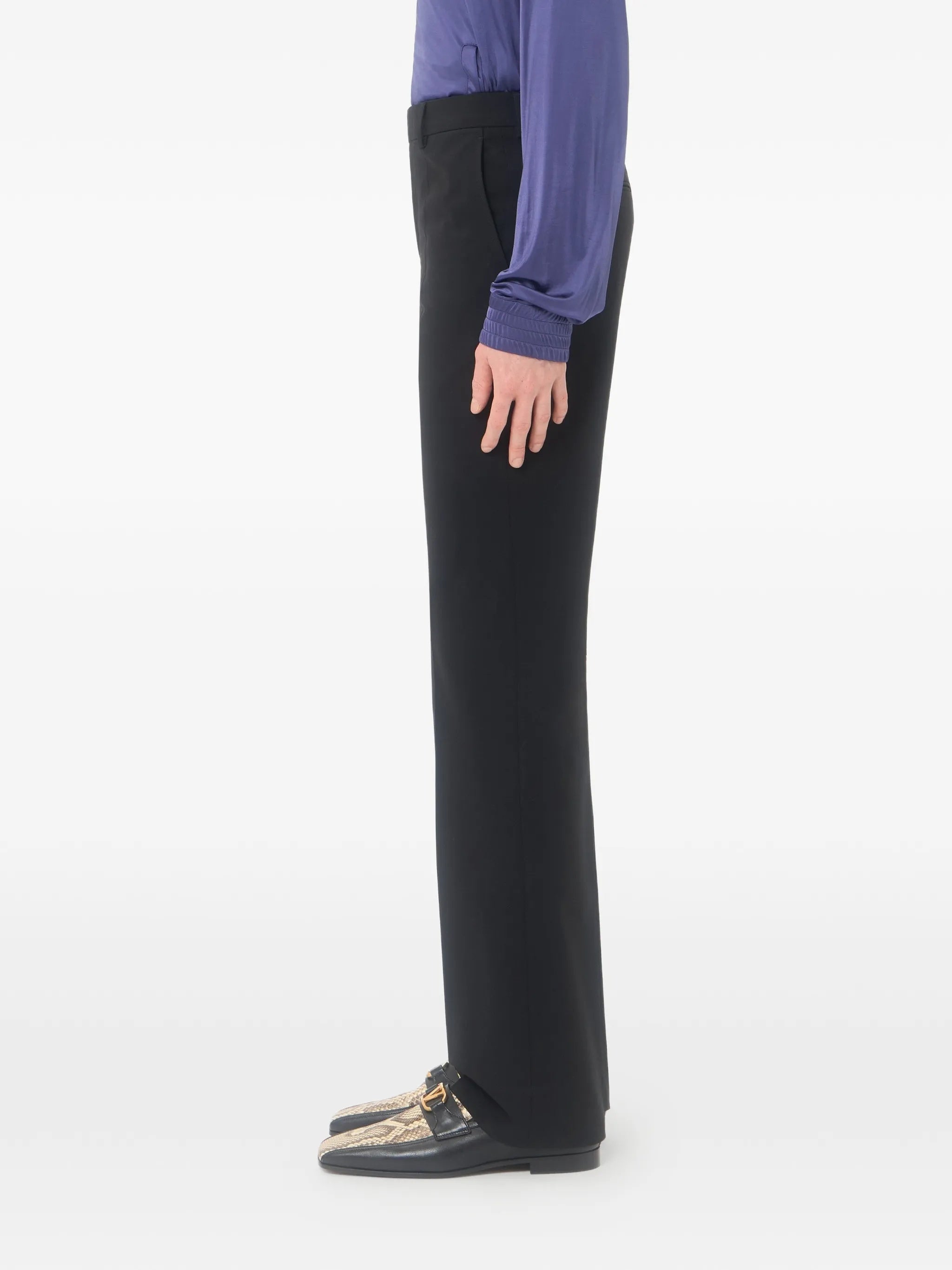 Black Formalwear Straight-Leg Wool Pants