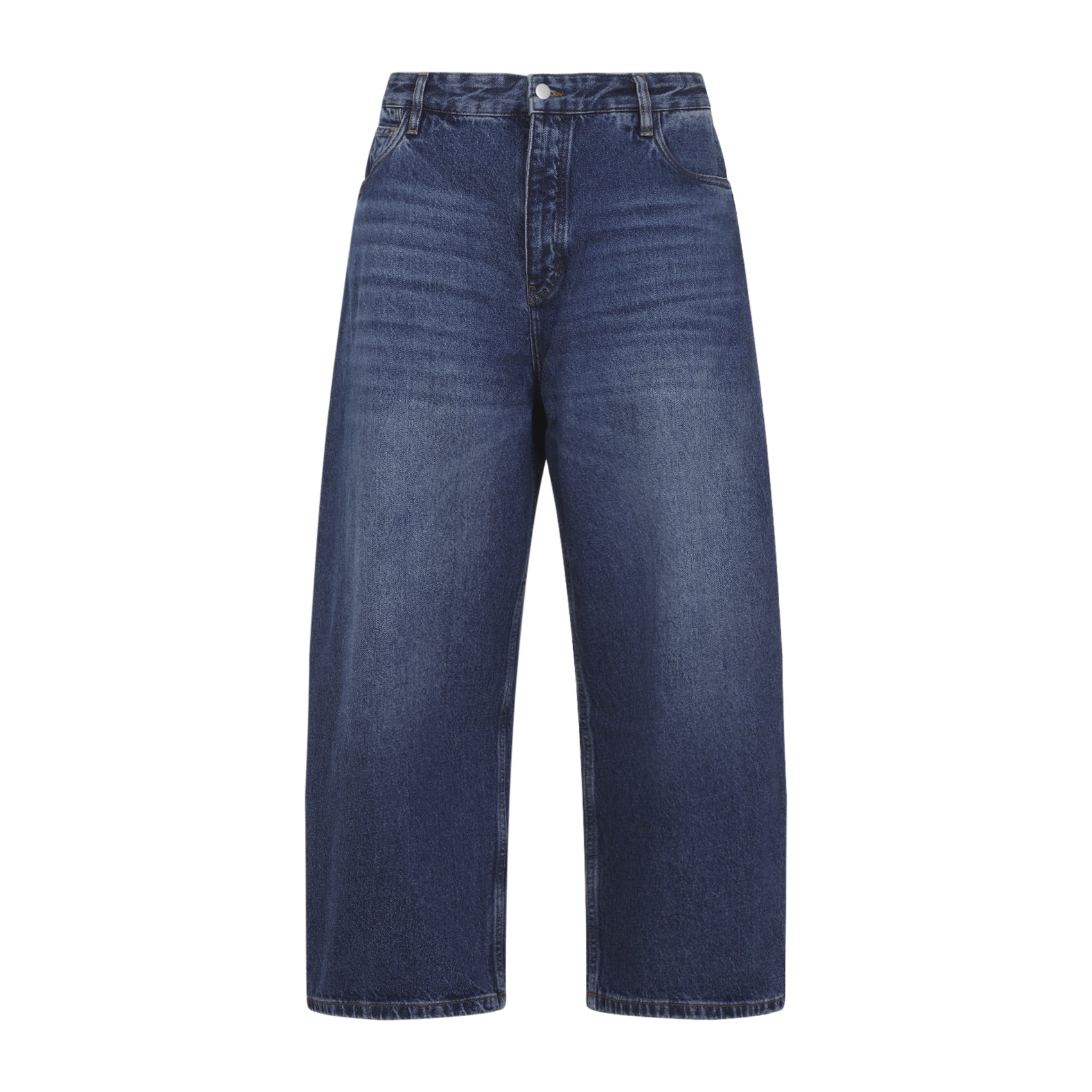 Wide Leg Denim Jeans With Mid-Rise Fit