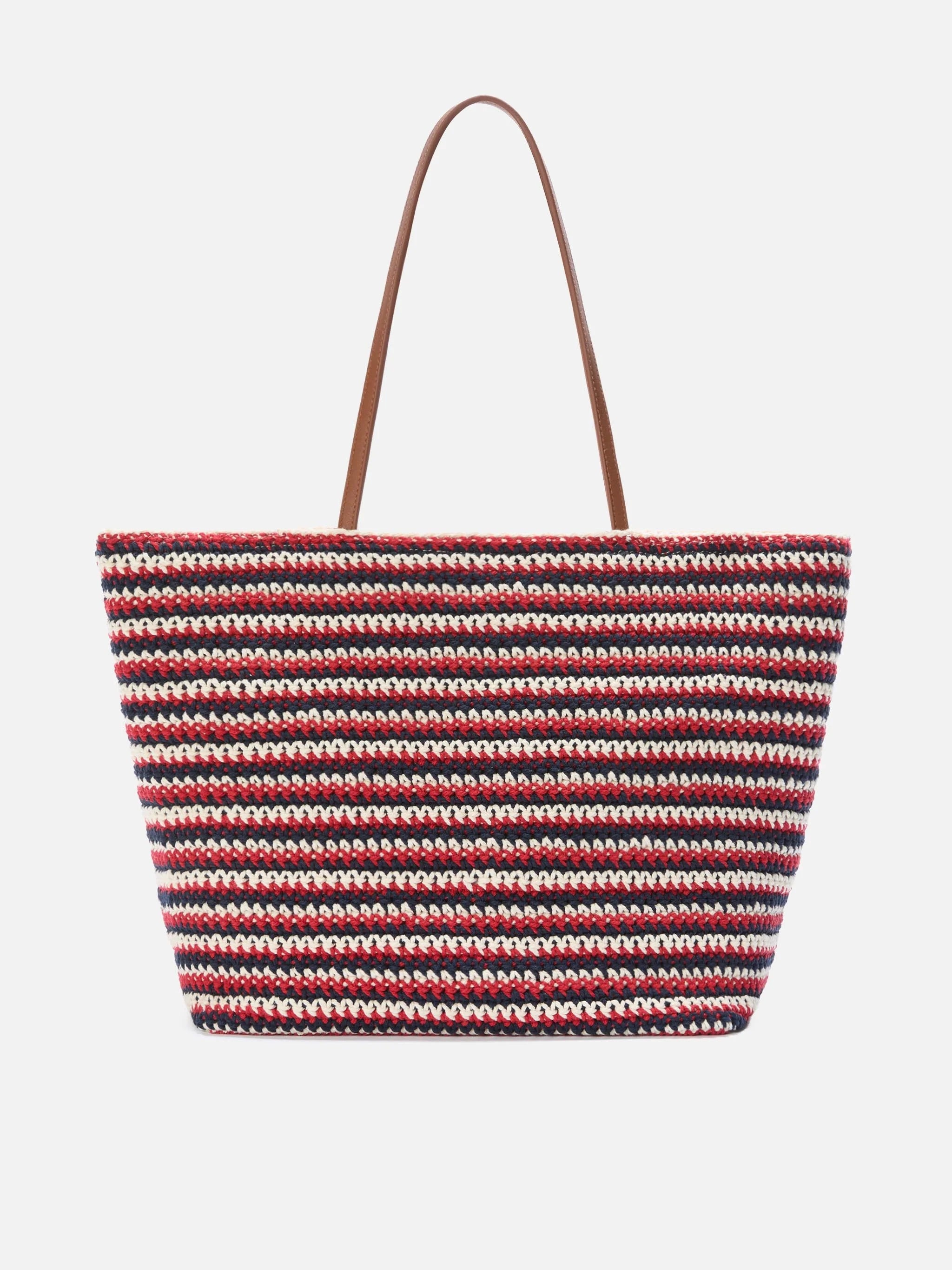 Woven Tote Bag with Horizontal Stripes