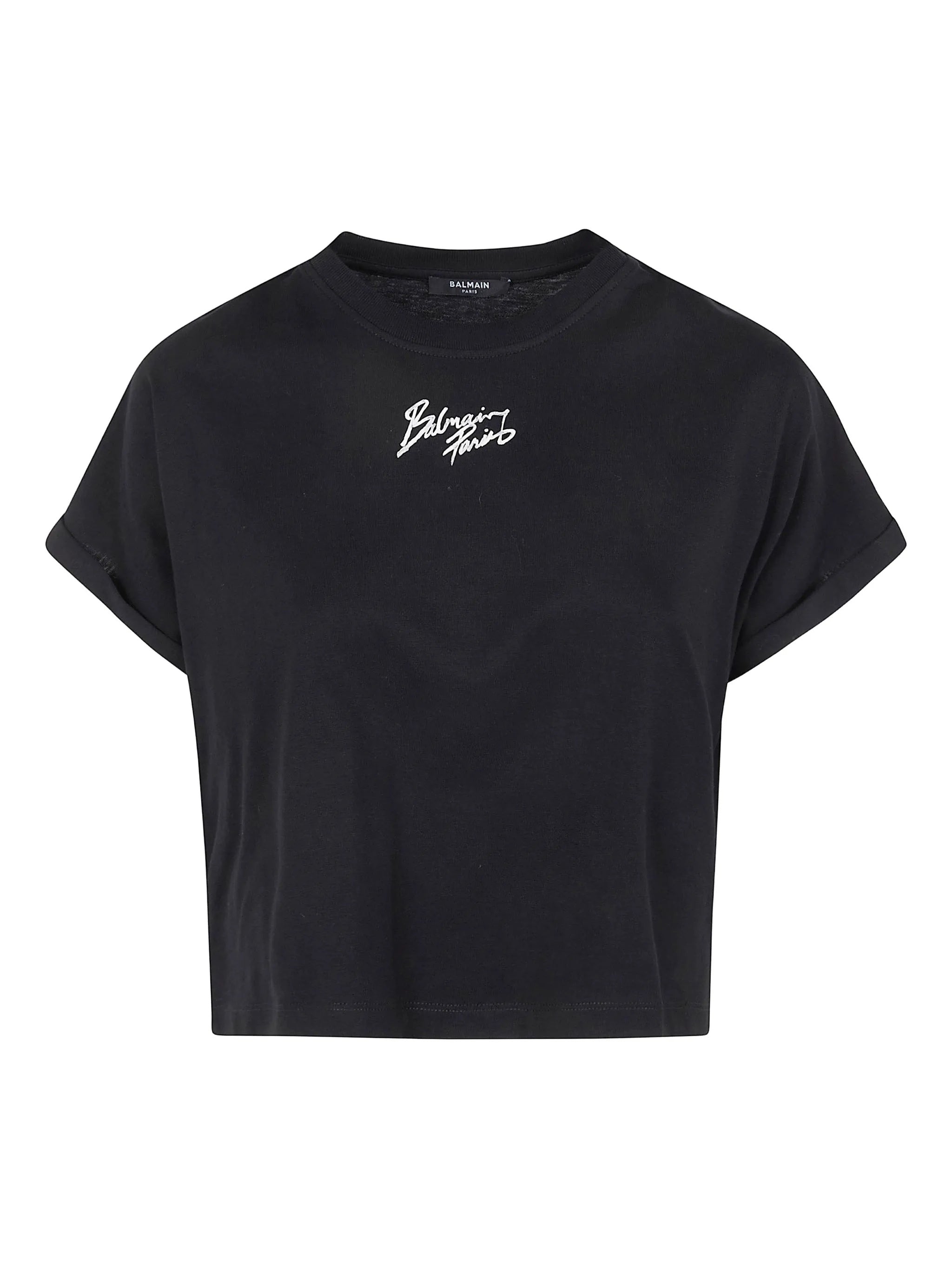 Cropped Black Boxy Silhouette T-Shirt