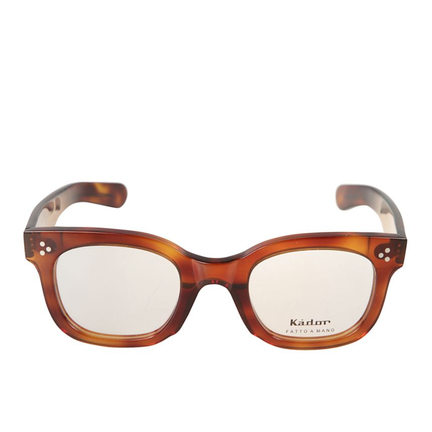 Heritage Tortoiseshell Pattern Rectangular Eyeglasses with Metallic Rivet Accents