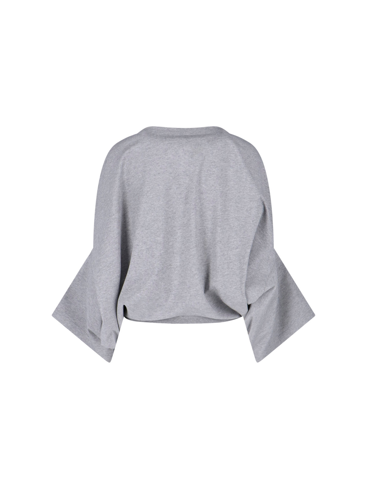 Grey Cropped Wide Sleeve Logo Sweatshirt