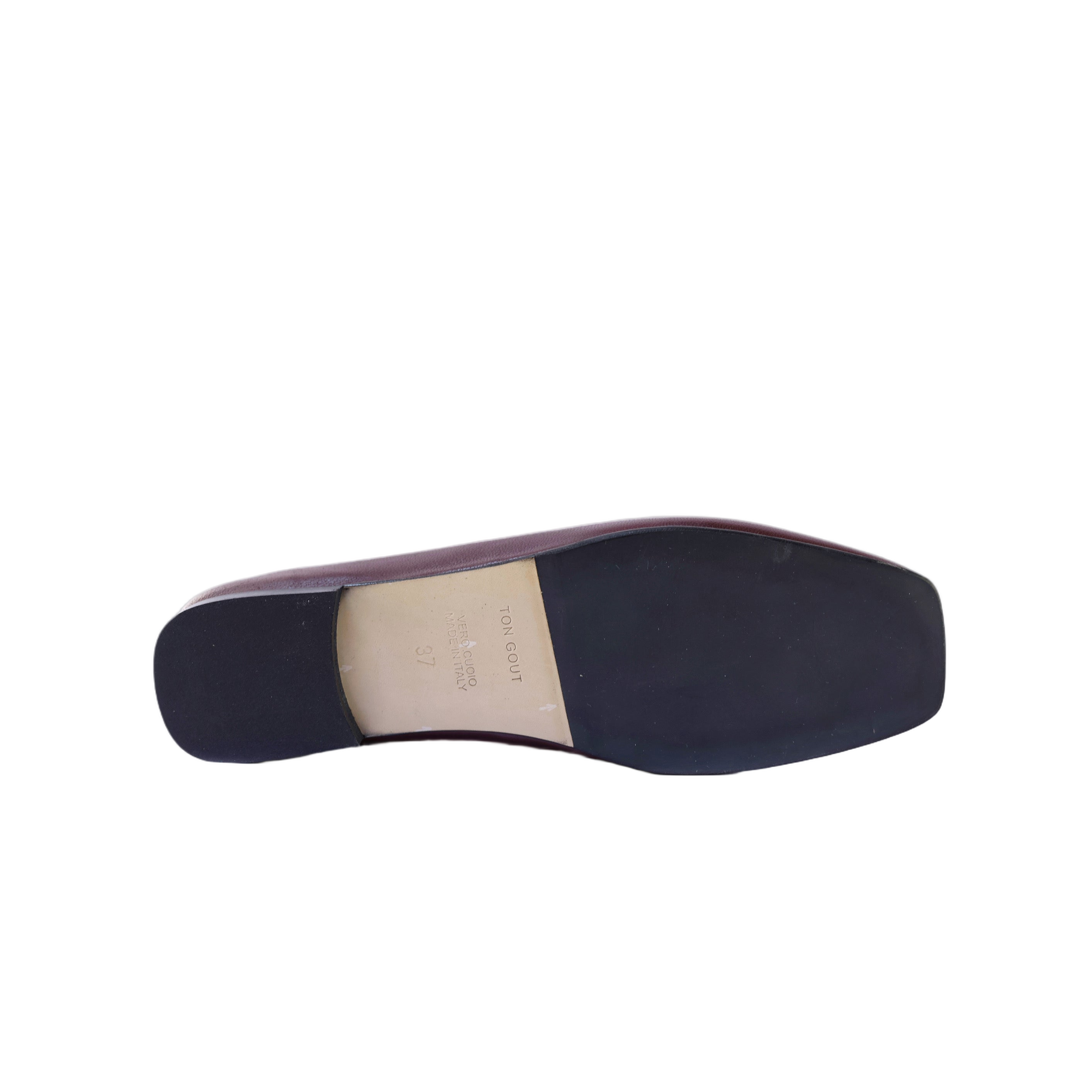 Square Toe Ballerina Flats in Rich Bordo