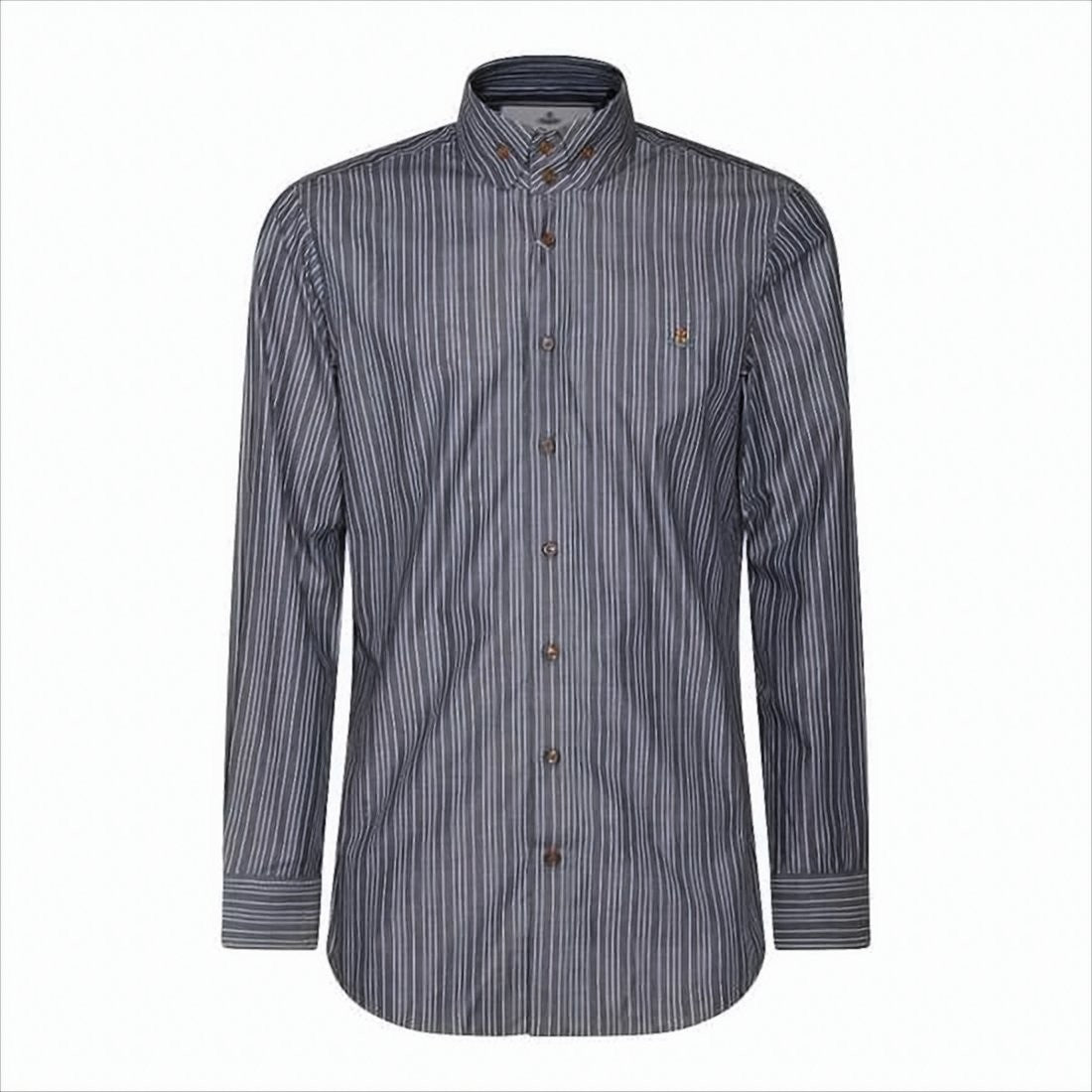 Long-Sleeve Casual Shirt with Vertical Stripes