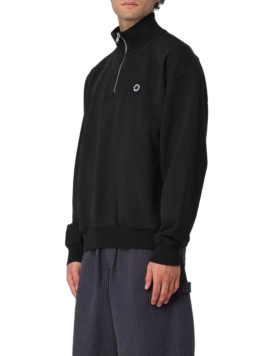 Relaxed Fit Black Long-Sleeve Top