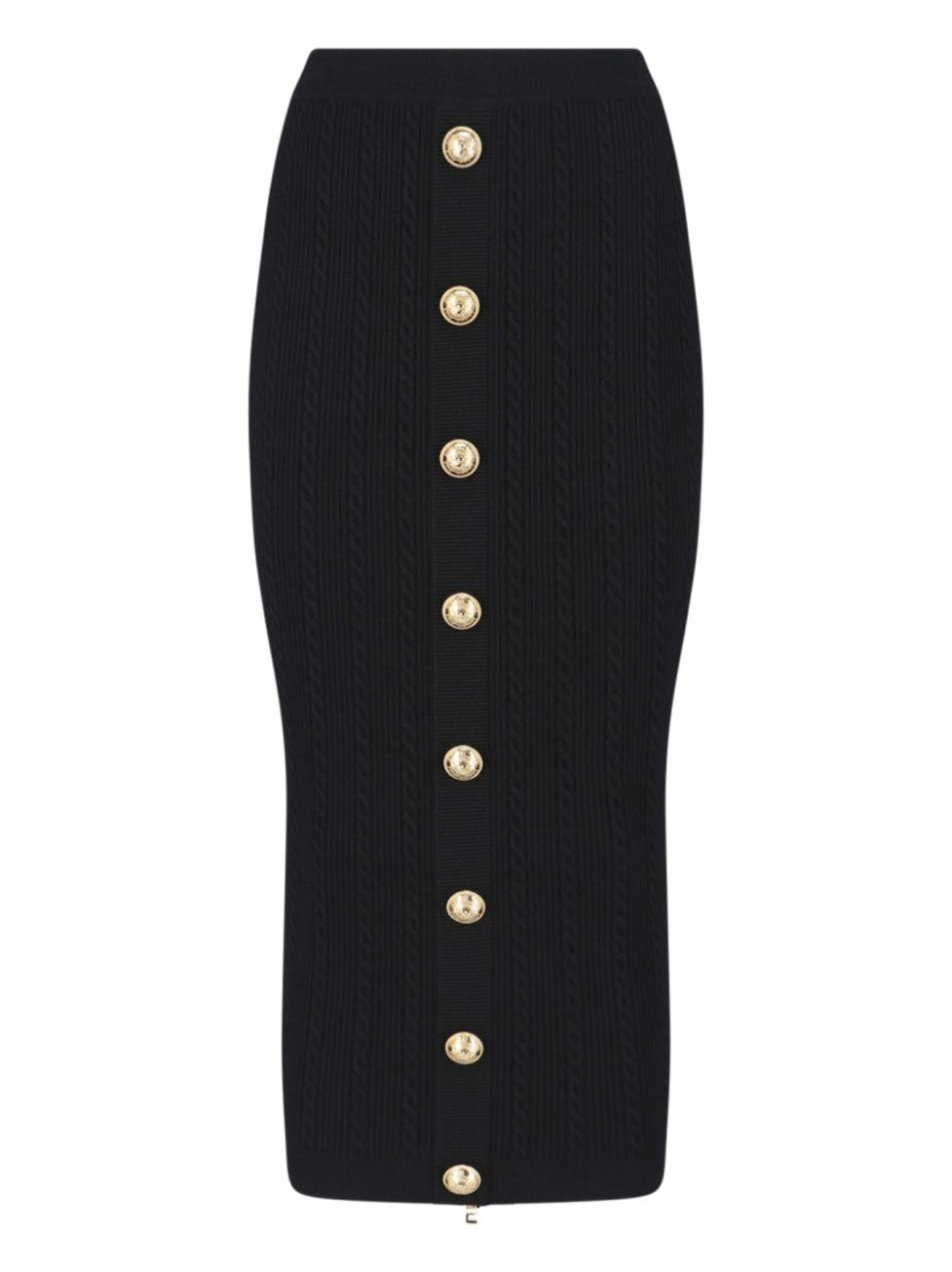 Ribbed Black Midi Skirt