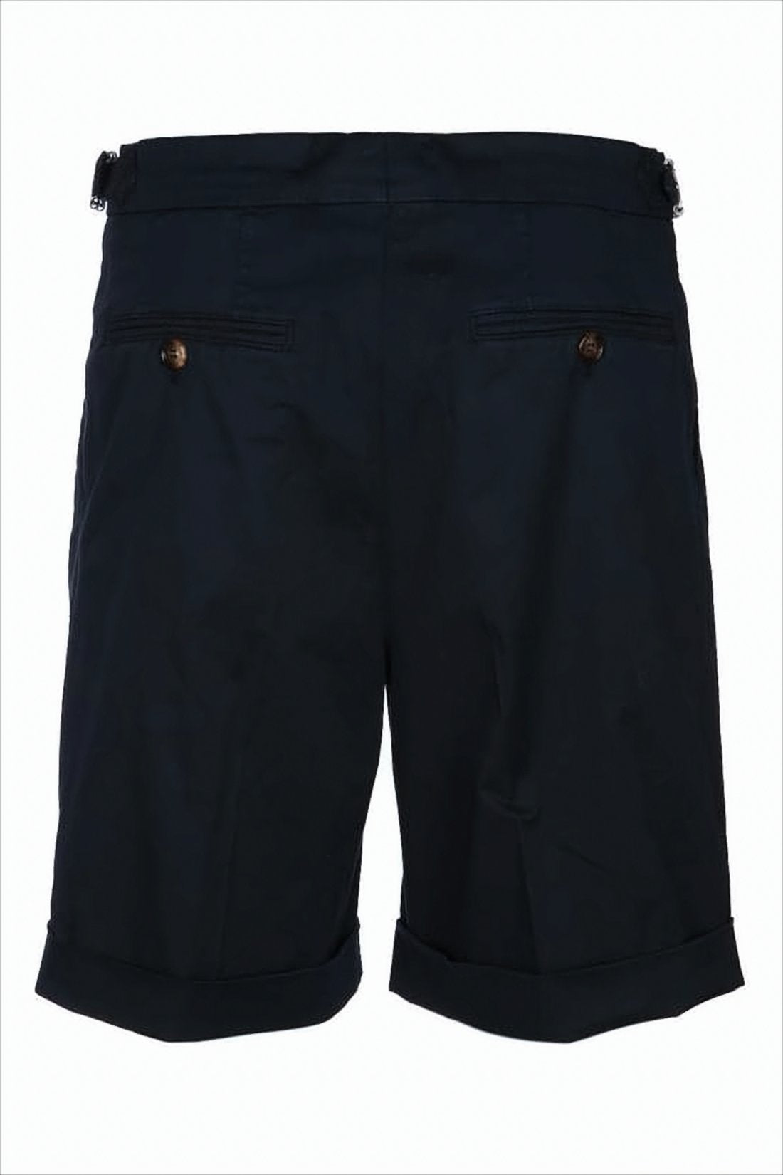 Tailored Black Shorts with Buttoned Waistband