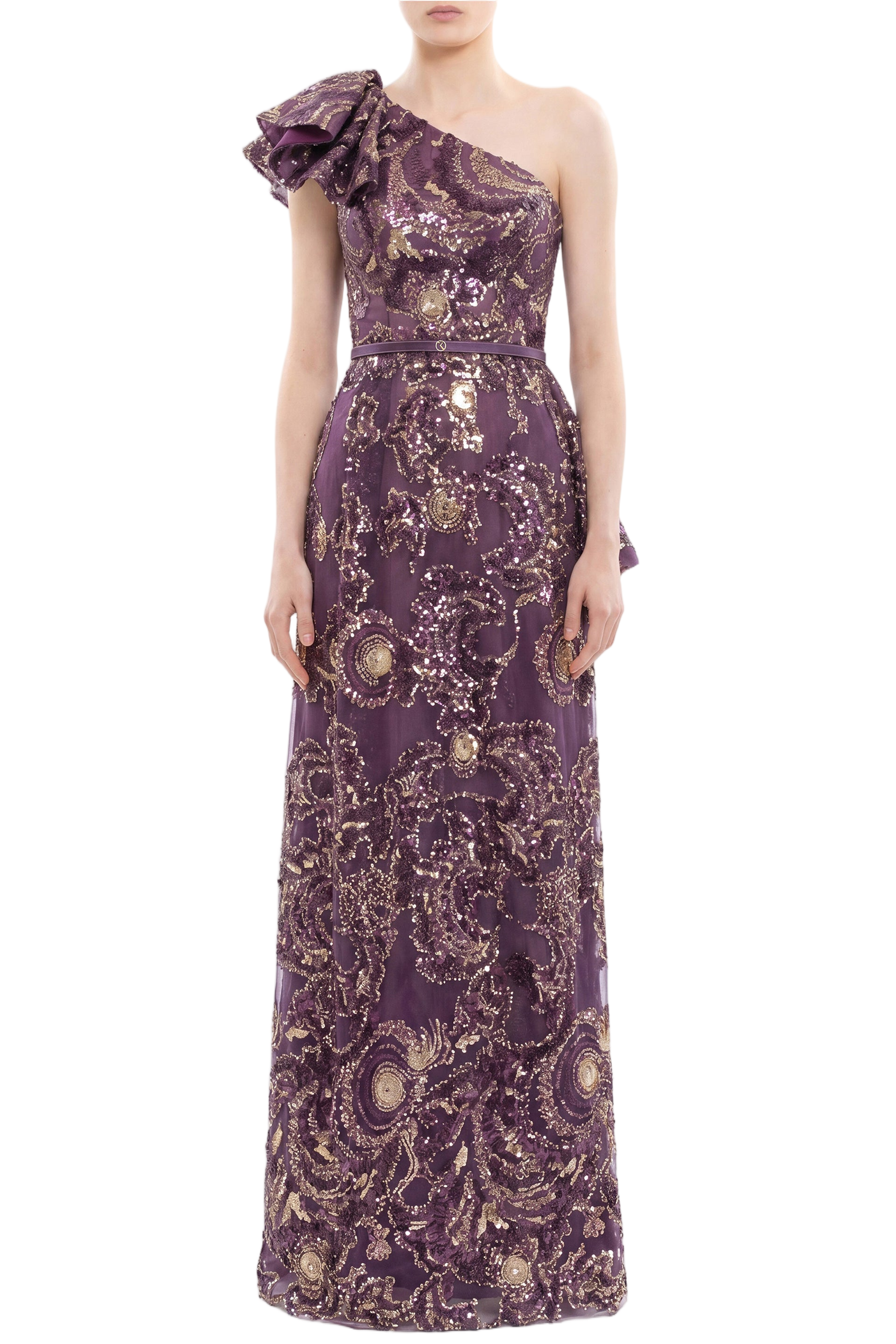 Ruffle Embroidered Long Dress