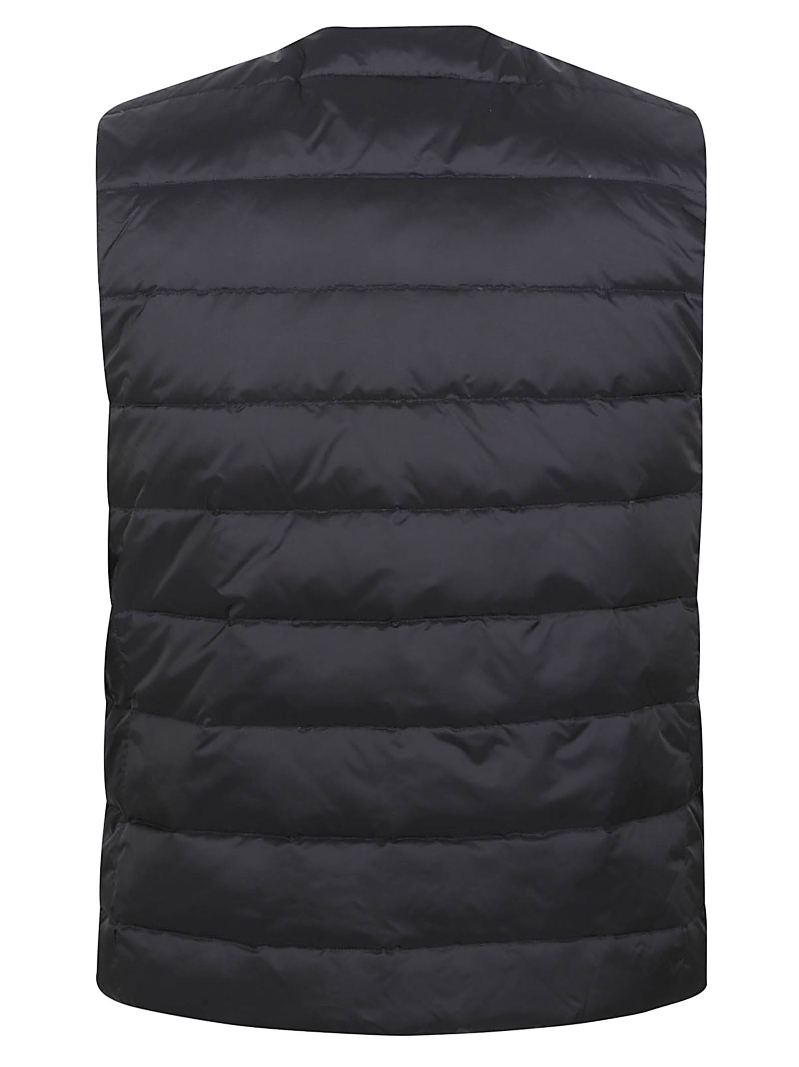 Sleeveless Padded Vest with Horizontal Quilting and Snap-Button Closure