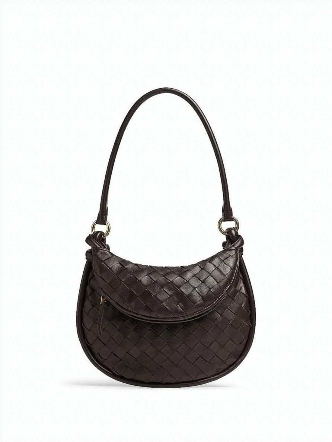 Woven Lambskin Crescent Shoulder Bag