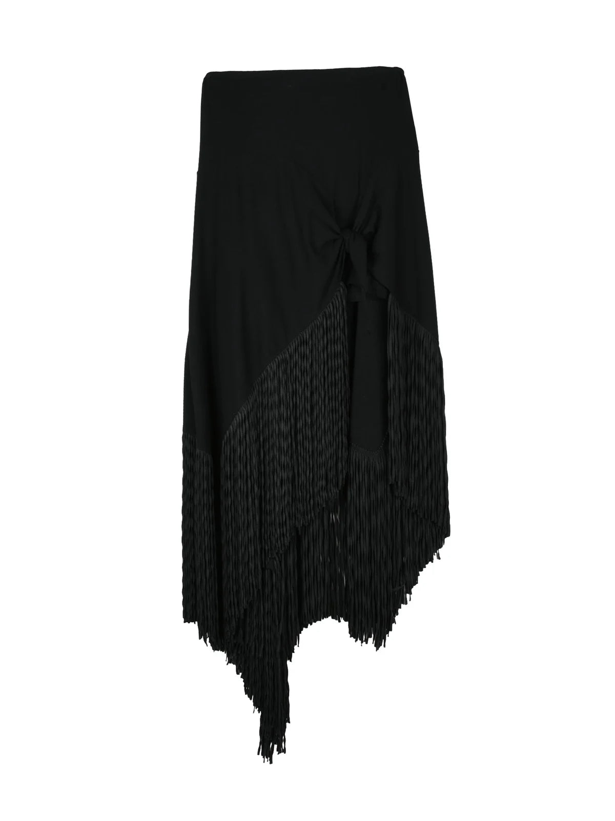 Black Viscose Polyamide Asymmetrical Long Skirt