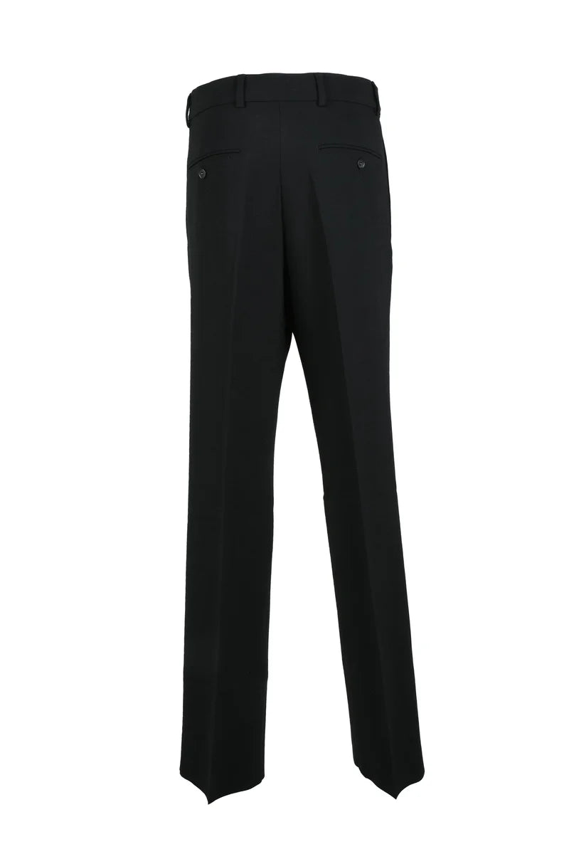 Virgin Wool Stretch Trousers - Black