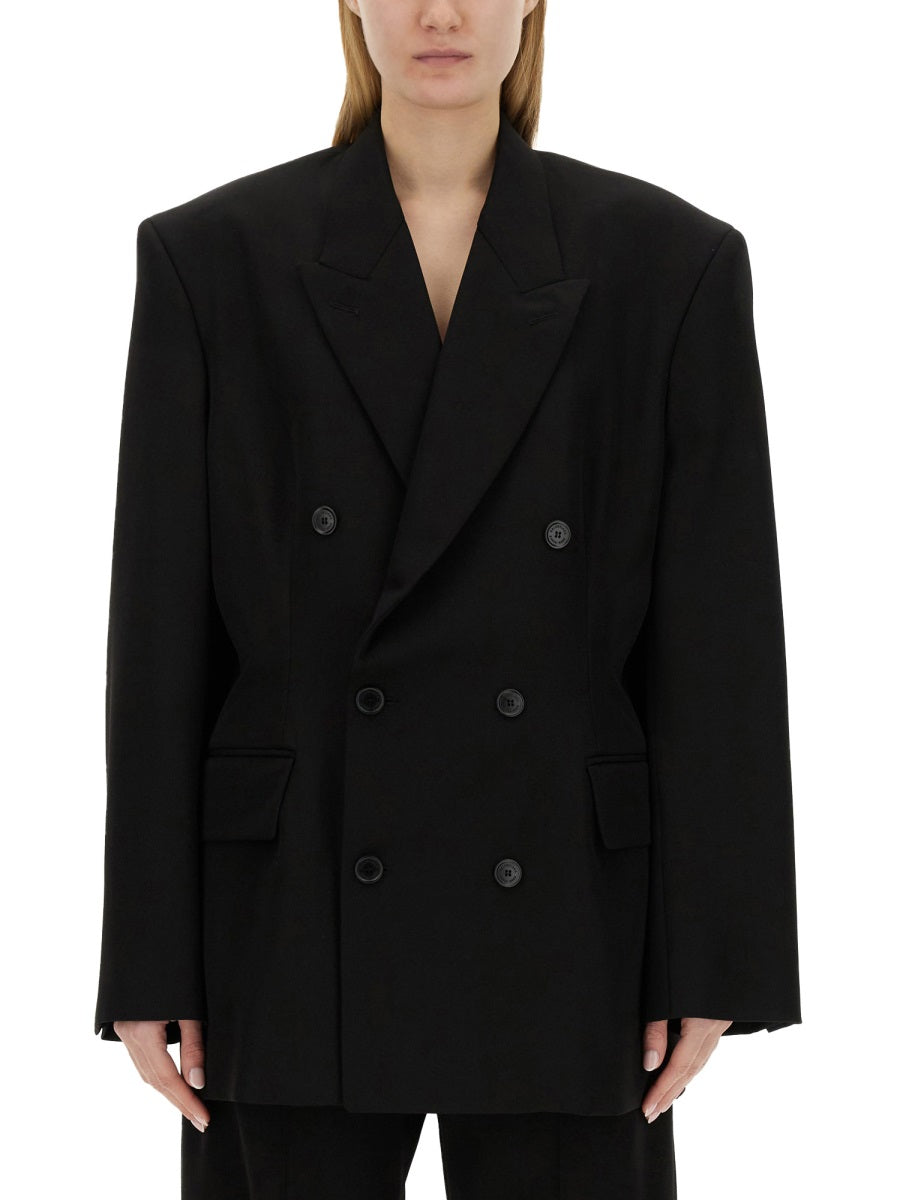 Oversized Wool Jacket with Cinched Waist