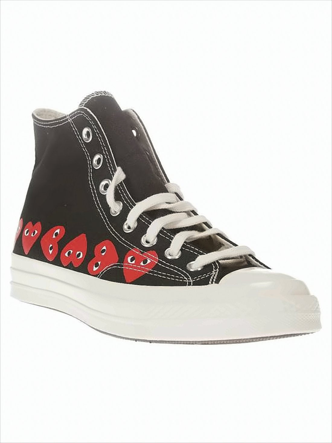 High-Top Cotton Sneakers with Heart Graphics