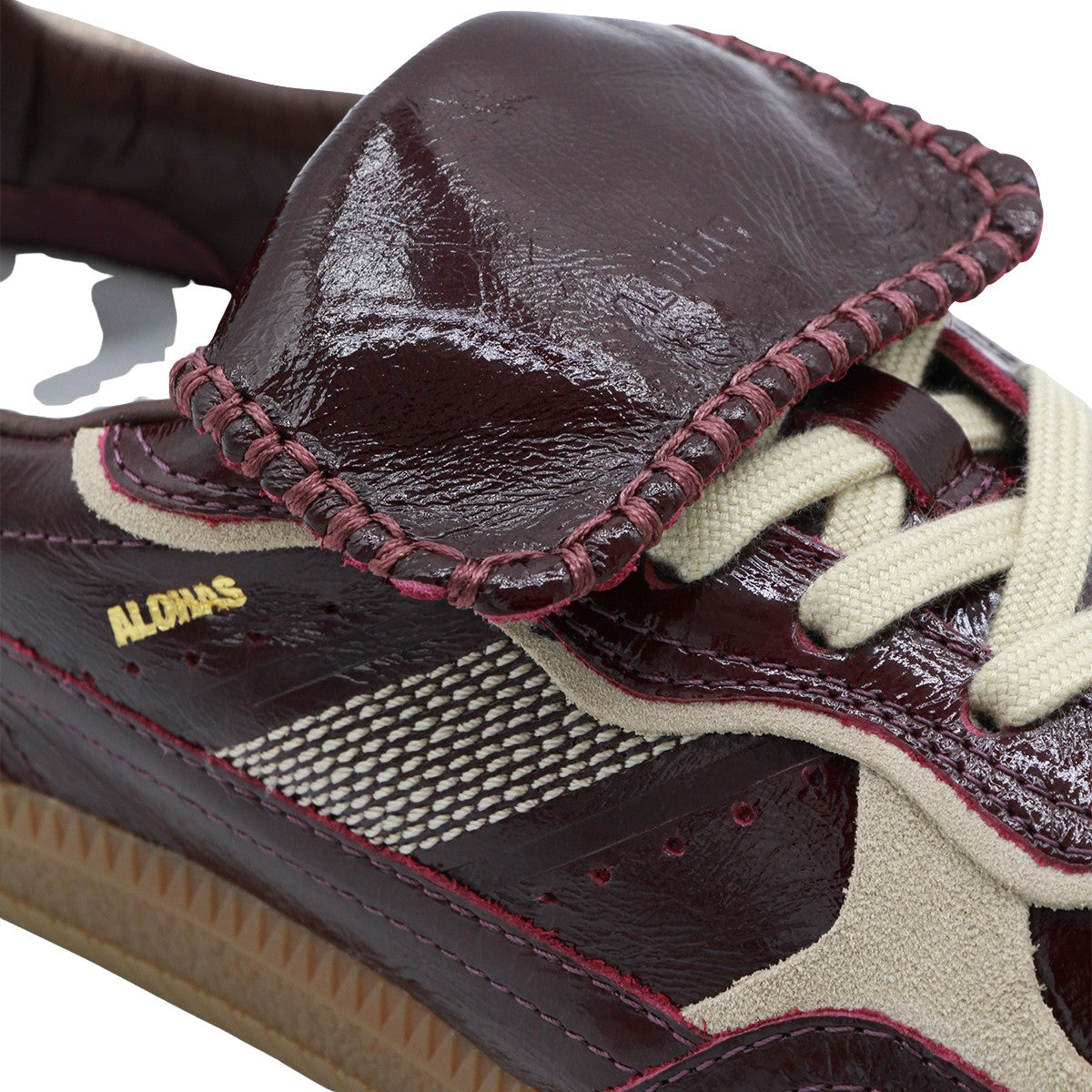 Glossy Burgundy Leather Sneakers