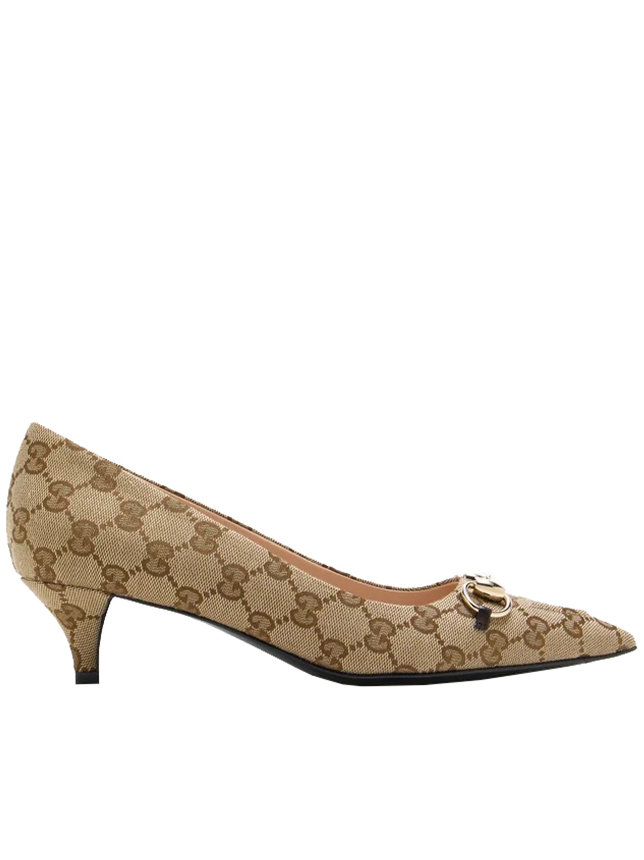 Beige Werin 55 Monogram Horsebit Pumps