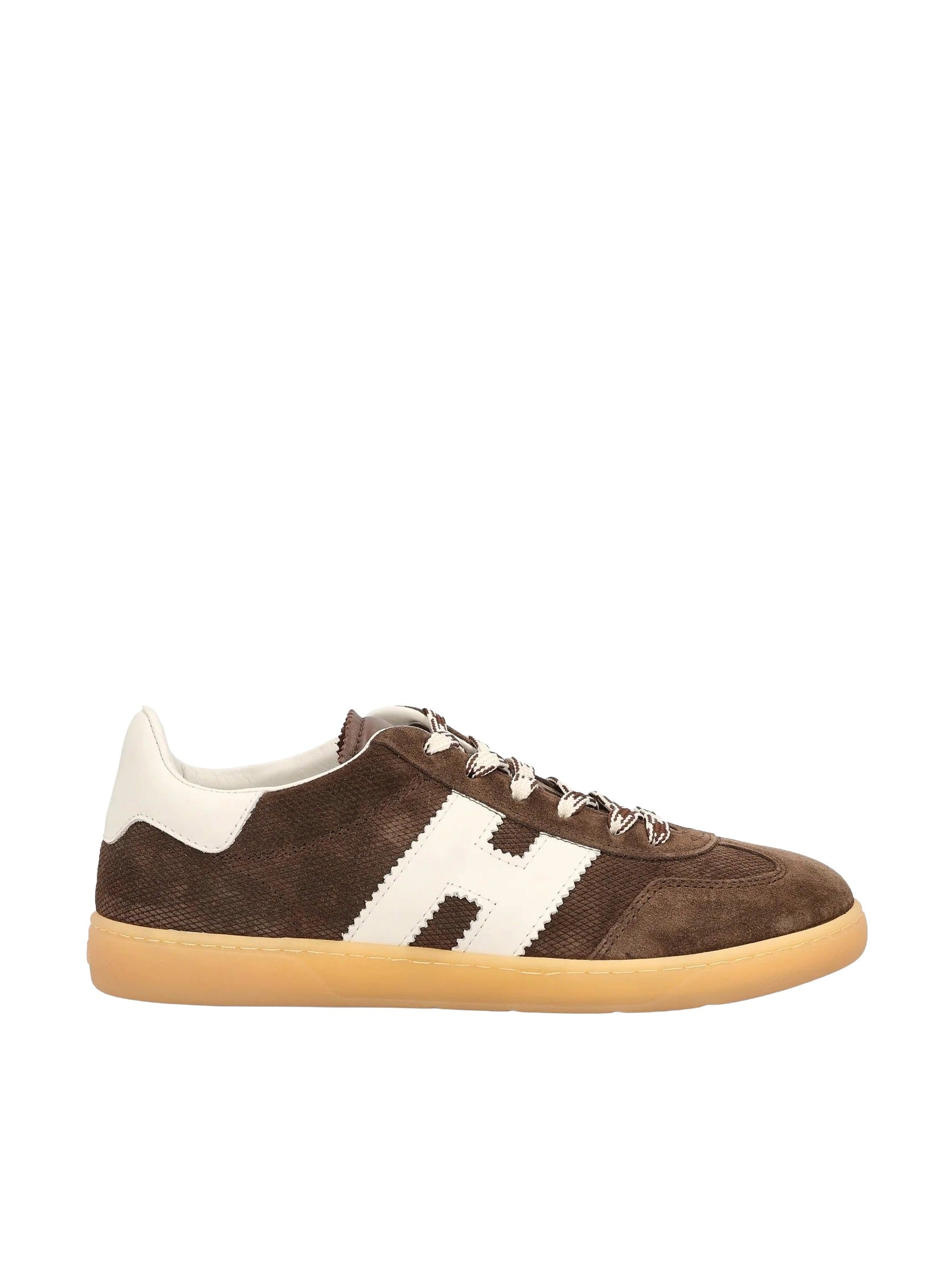 Brown Leather Sneakers With Signature 'H' Logo And Elegant Design
