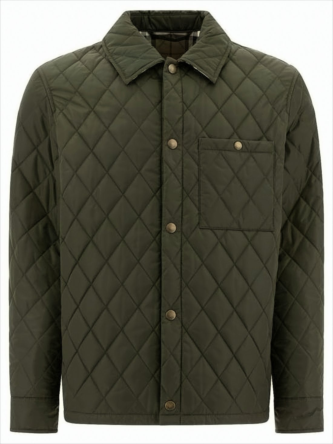Quilted Nylon Jacket with Classic Collar