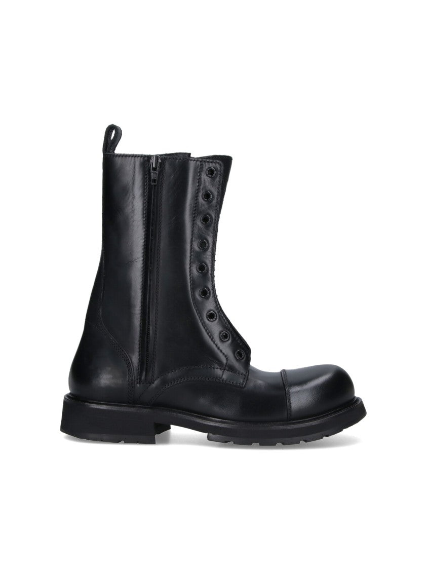 Ankle-High Contemporary Black Boots With Sturdy Sole