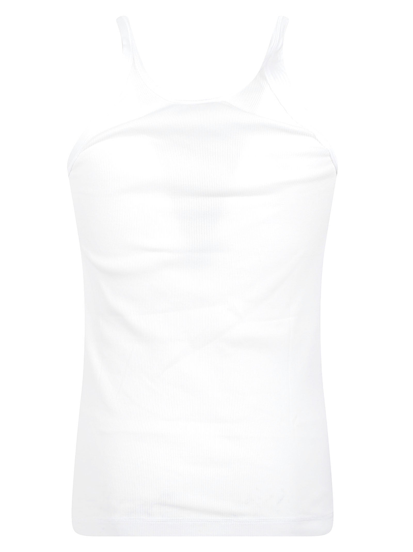 Straight Neckline Sleeveless Ribbed Top with Text Patch