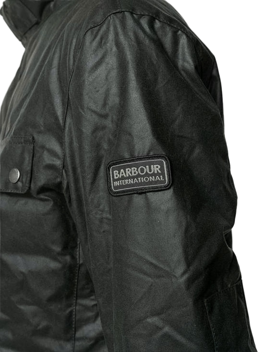 Structured Black Barbour Jacket with Snap Closures