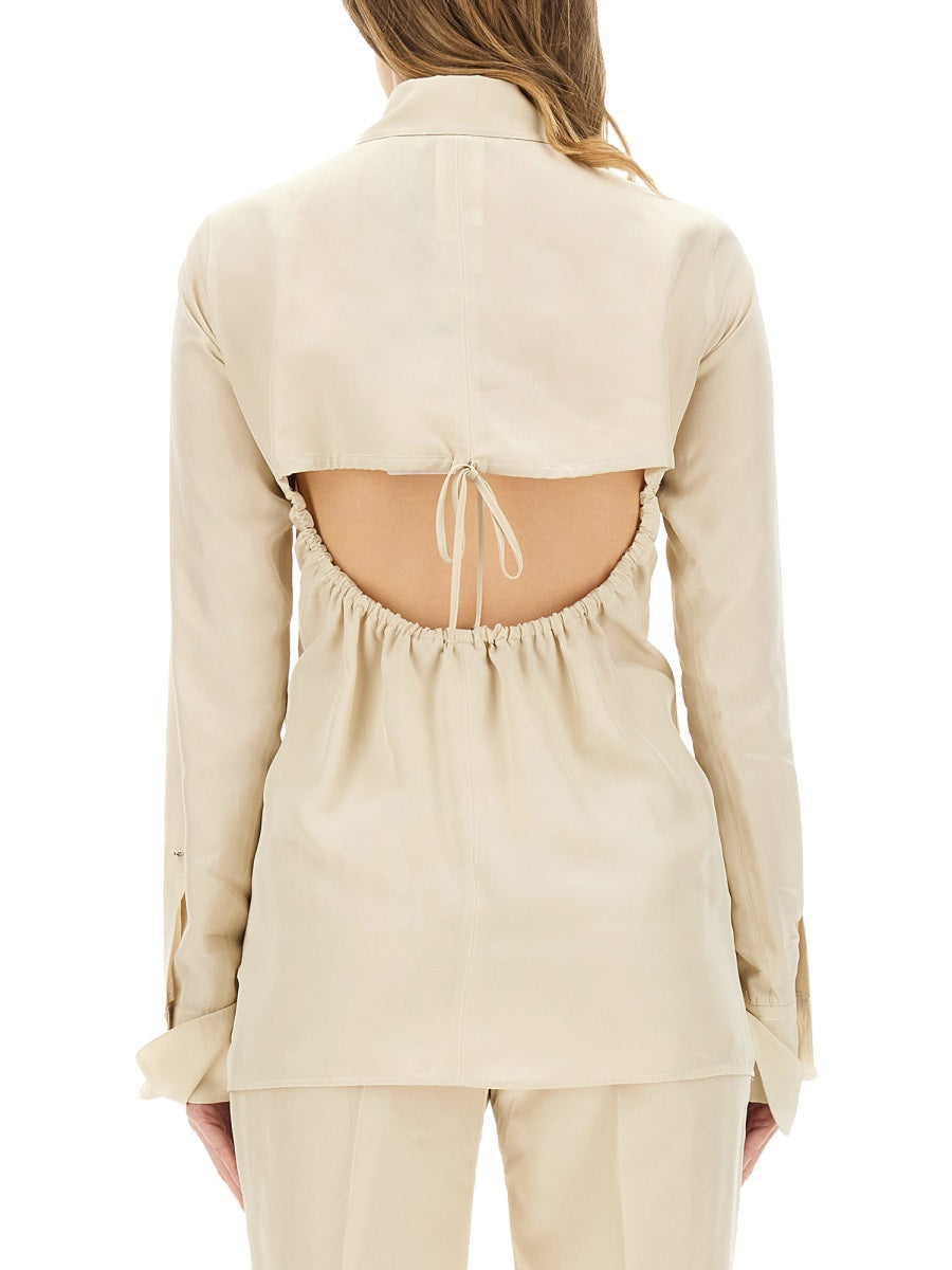 Slim Fit Viscose Shirt With Unique Open Back Design
