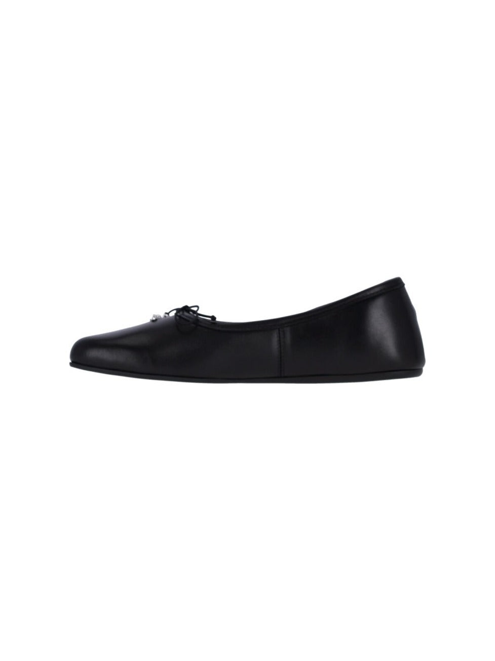 Black Leather Flats With Rounded Toe
