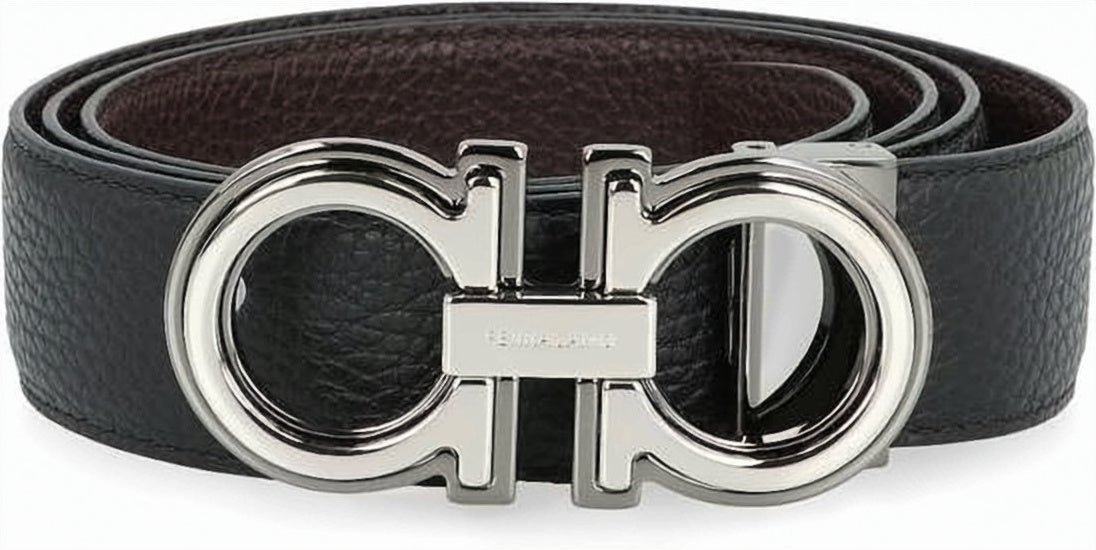 Textured Calf Leather Reversible Belt