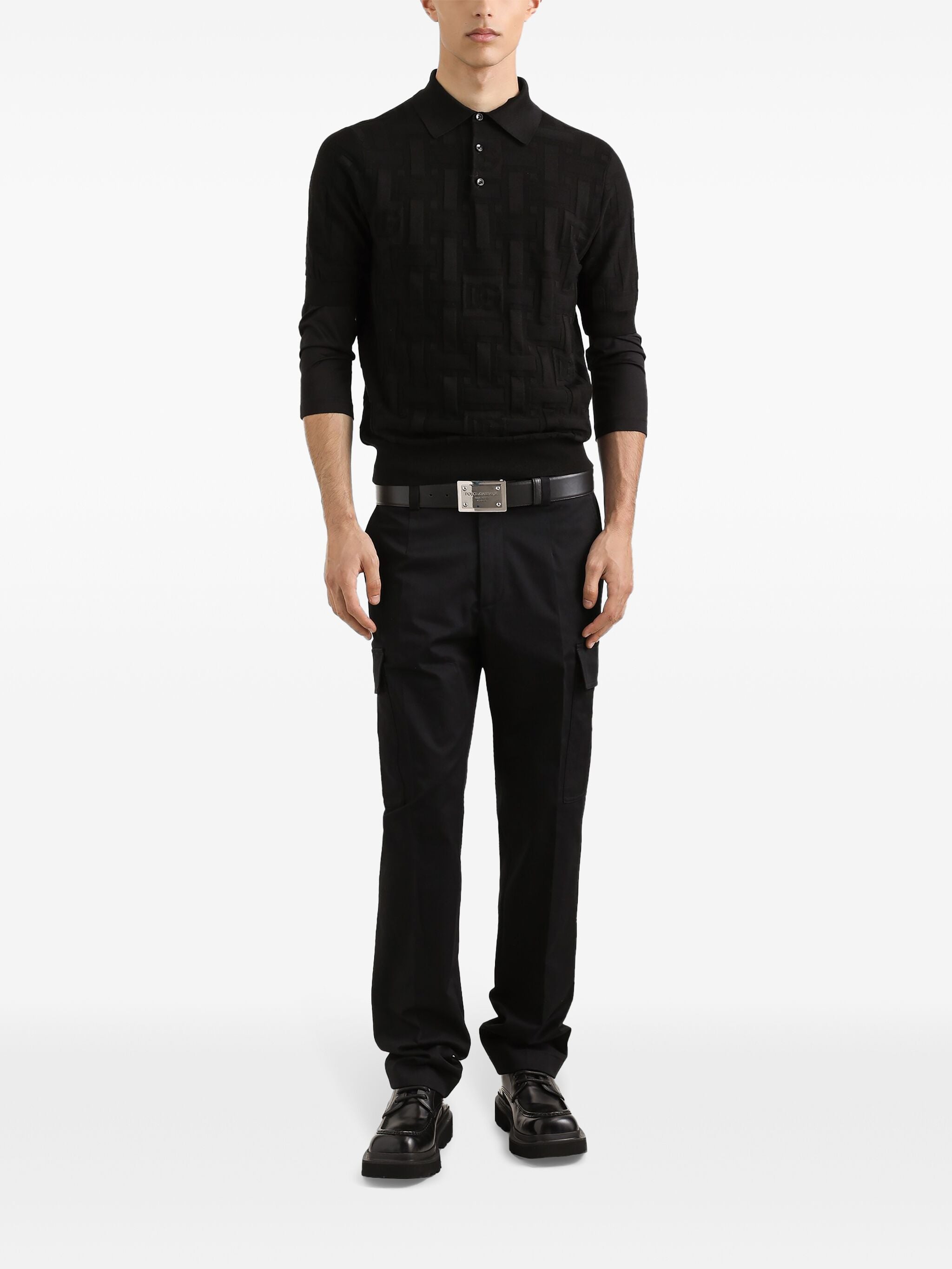 Silk DG Logo Jacquard Polo Shirt