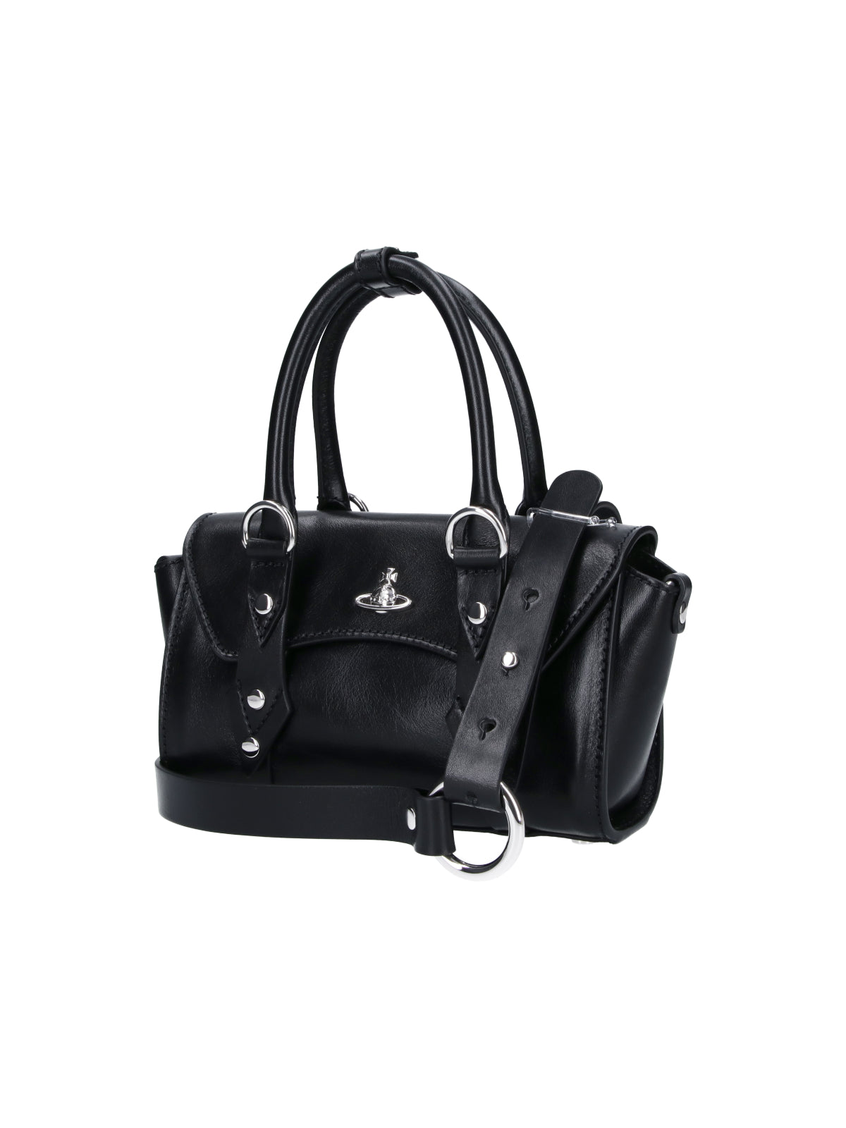 Black Bettina Studded Leather Handbag