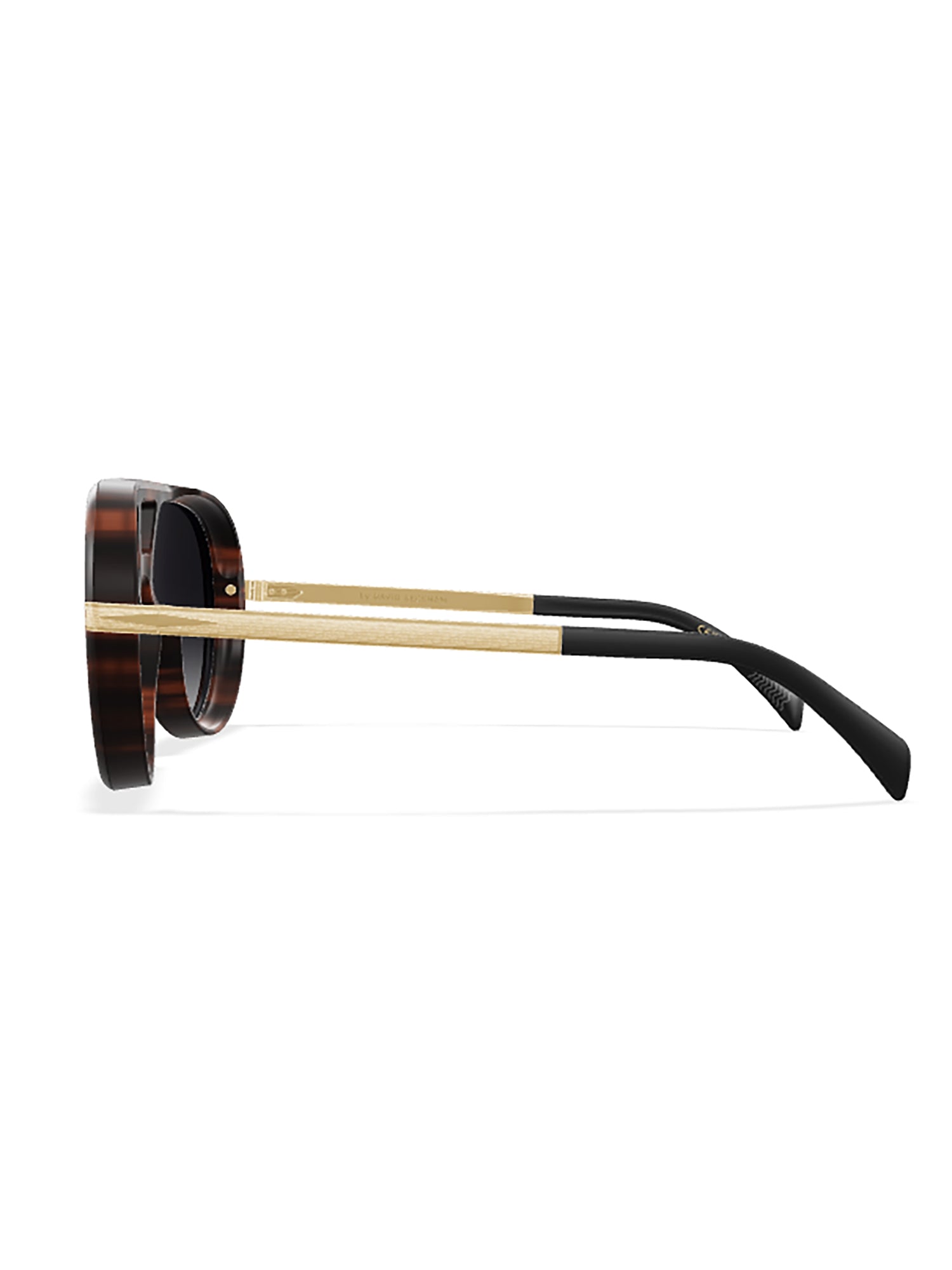 Brown Acetate Aviator Sunglasses with Gold Accents
