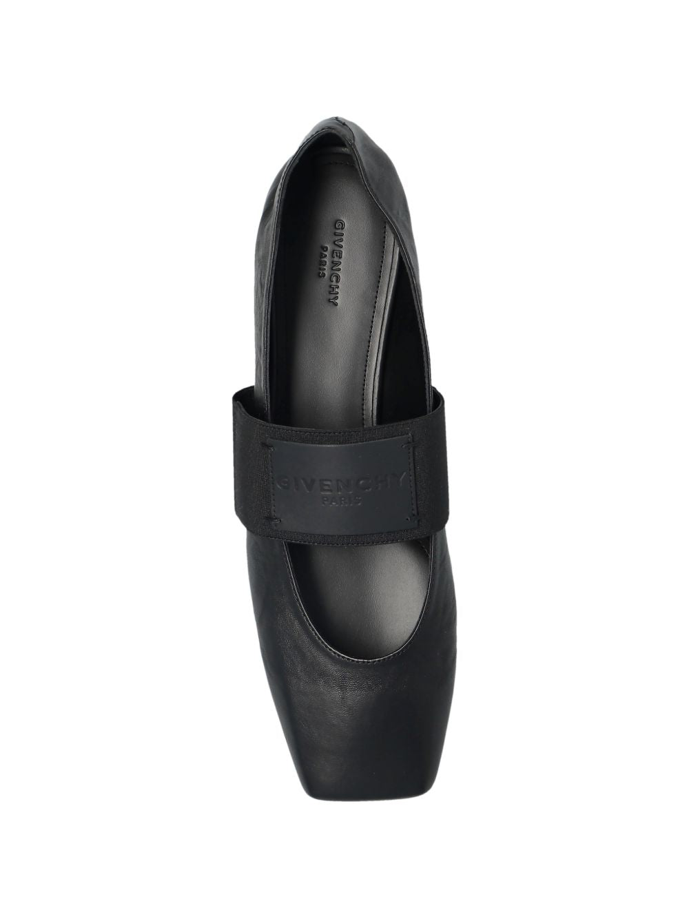 Black Minimalist Square Toe Leather Flats