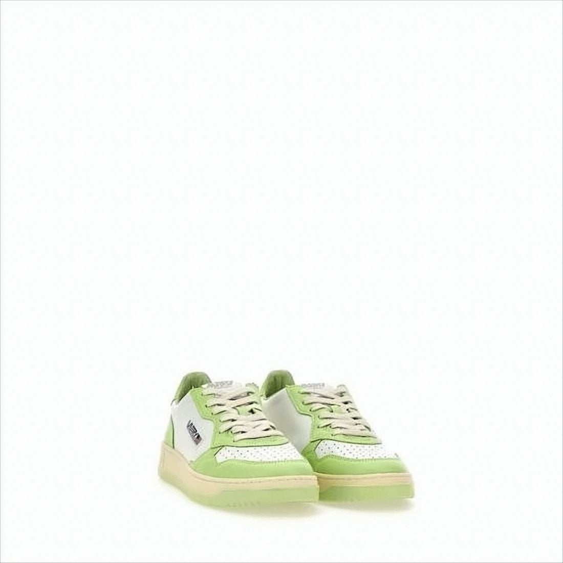 Low-Top Sneakers with Perforated Toe Box and Leather Panels