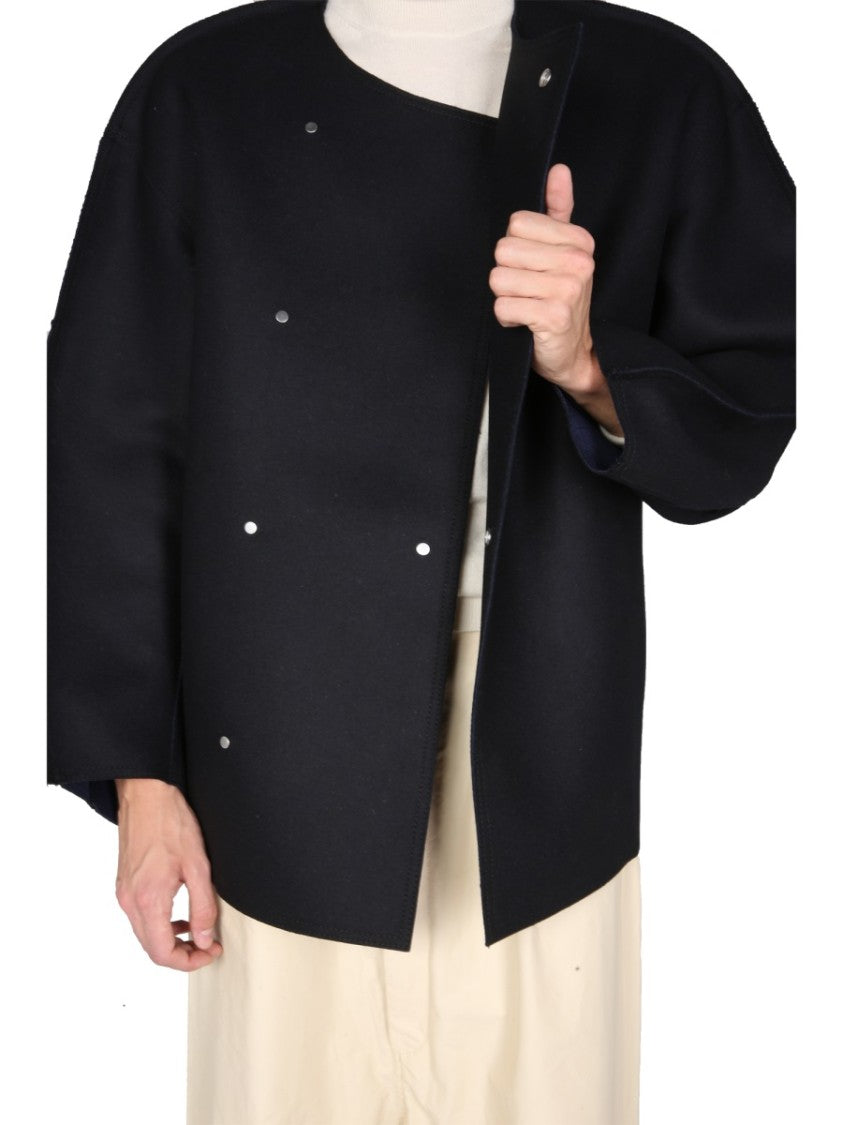 Asymmetrical Front Closure Black Coat