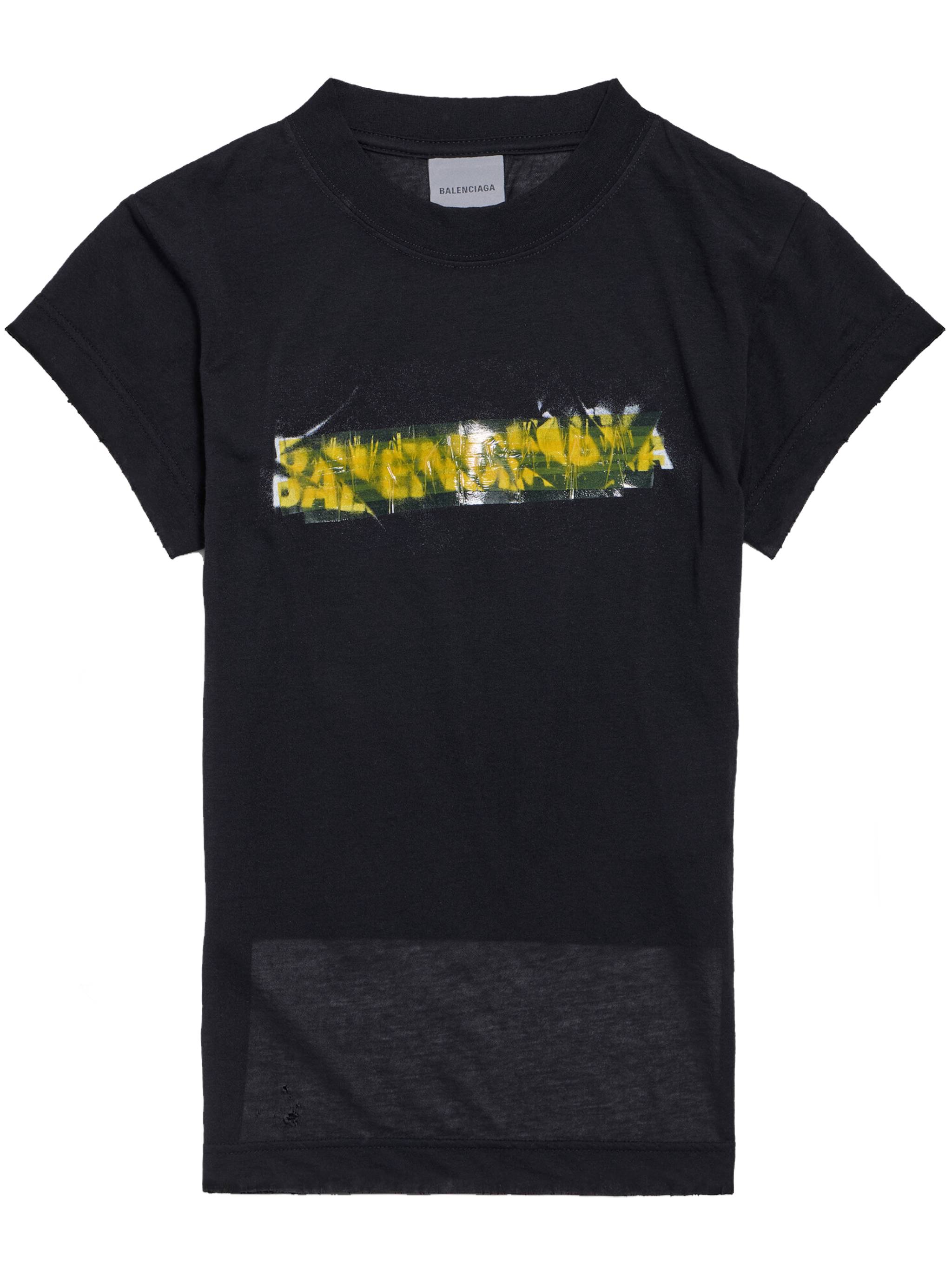 Black Chopped Back Cropped Graphic T-Shirt