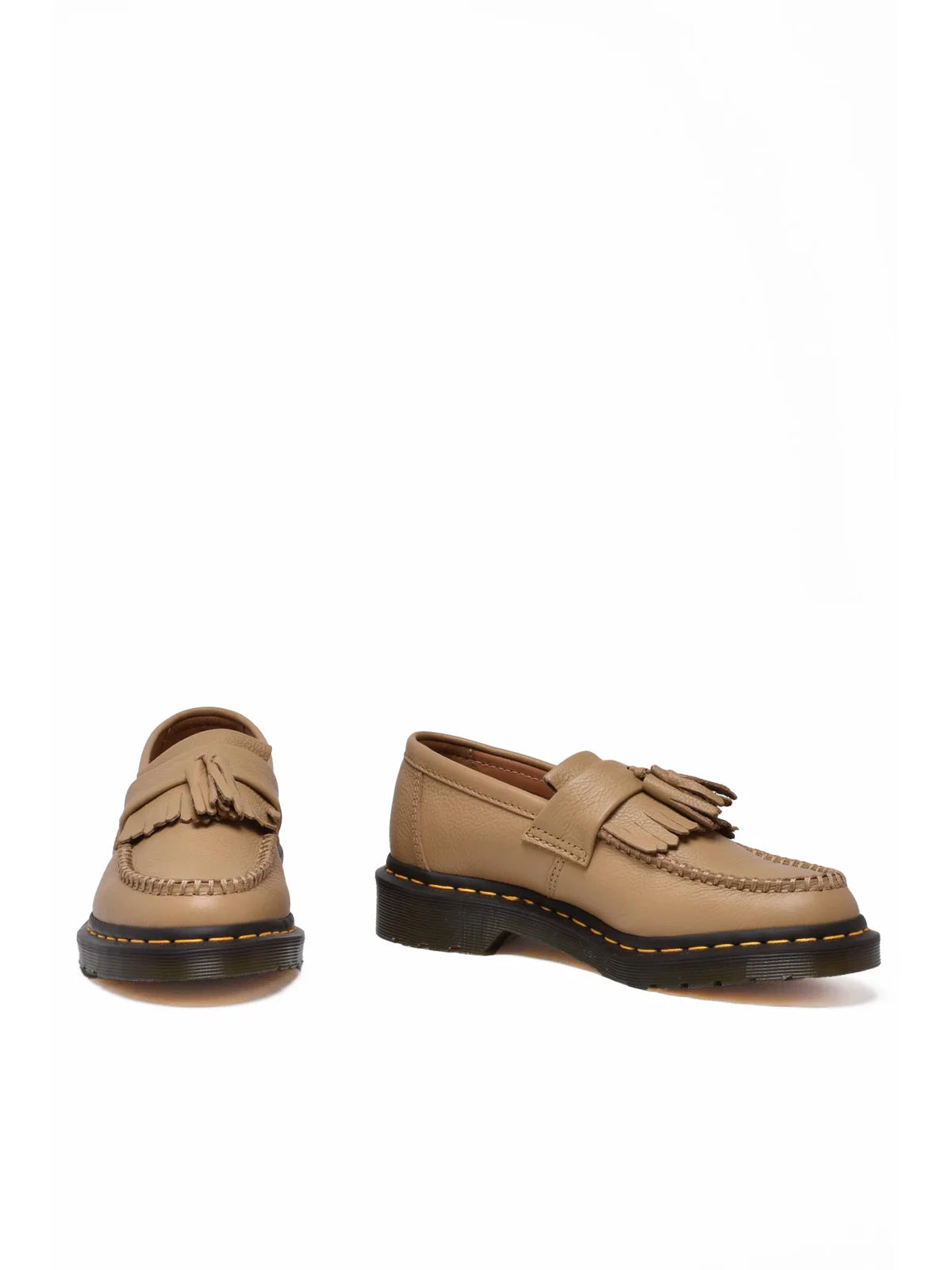 Beige Leather Adrian Loafers With Decorative Fringe