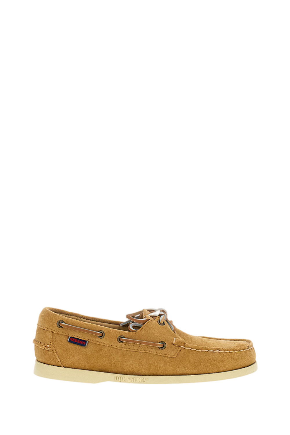 Beige Leather and Suede Boat Shoes with 360° Lacing